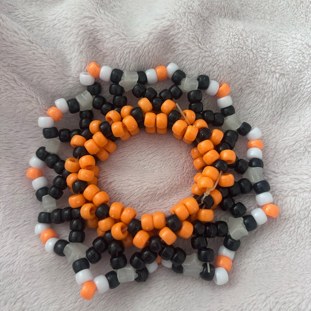 Handmade Orange & Black Seed Bead Bracelet